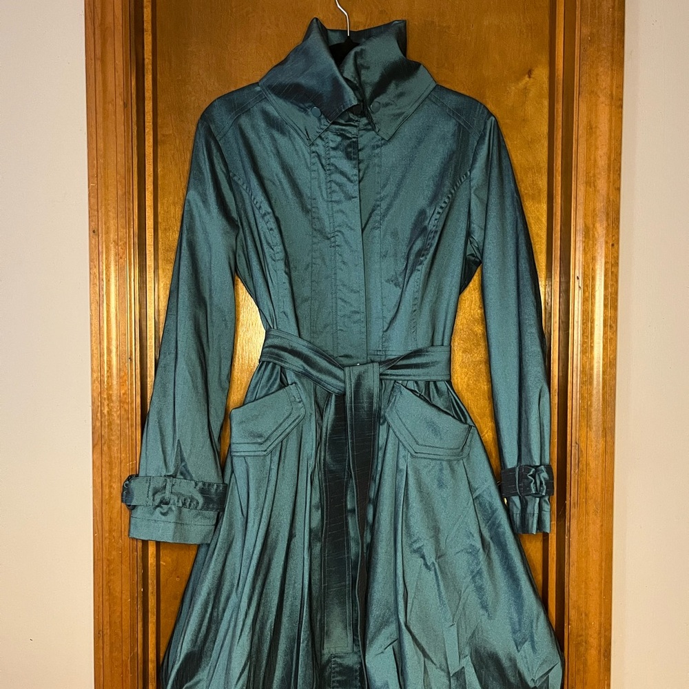 Patchington Teal Long trench coat